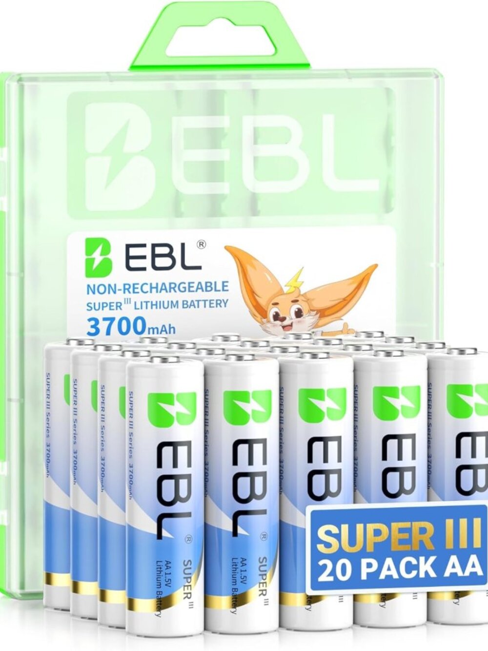 20 Pack 3700mAh AA Lithium Batteries - Long-Lasting Non-Rechargeable for Cameras